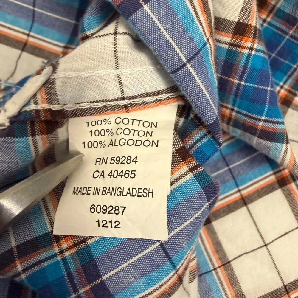 The Children's Place Boys Blue Plaid Button Down Shirt Size L 10/12 Cotton
